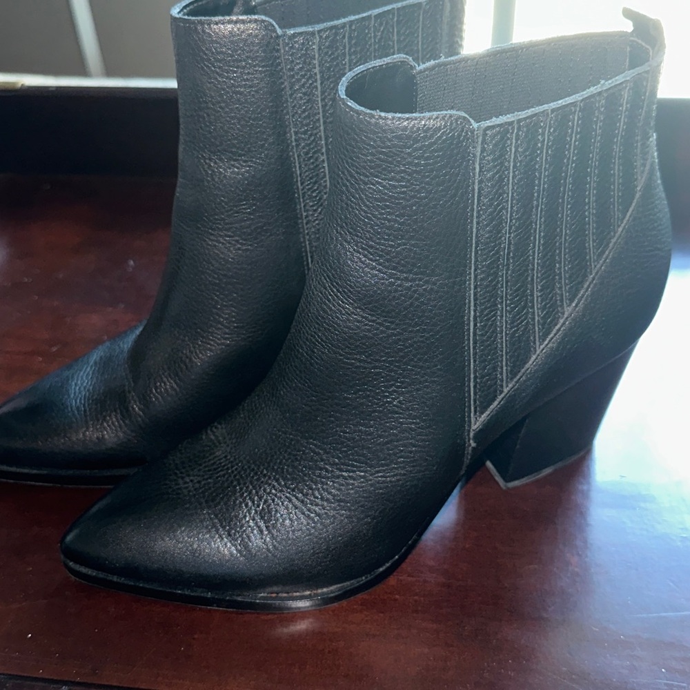 Black Leather Ankle Boots by Marc Fisher